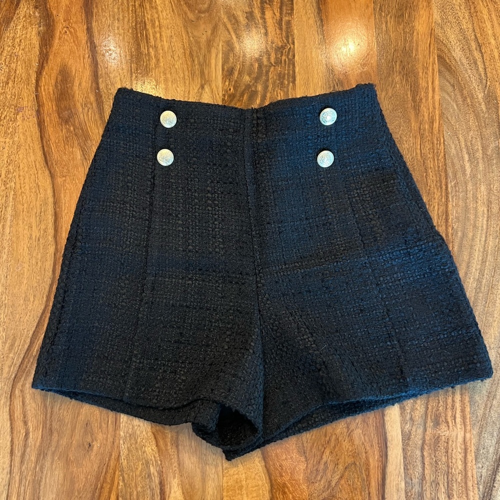 Zara high waisted tweed shorts